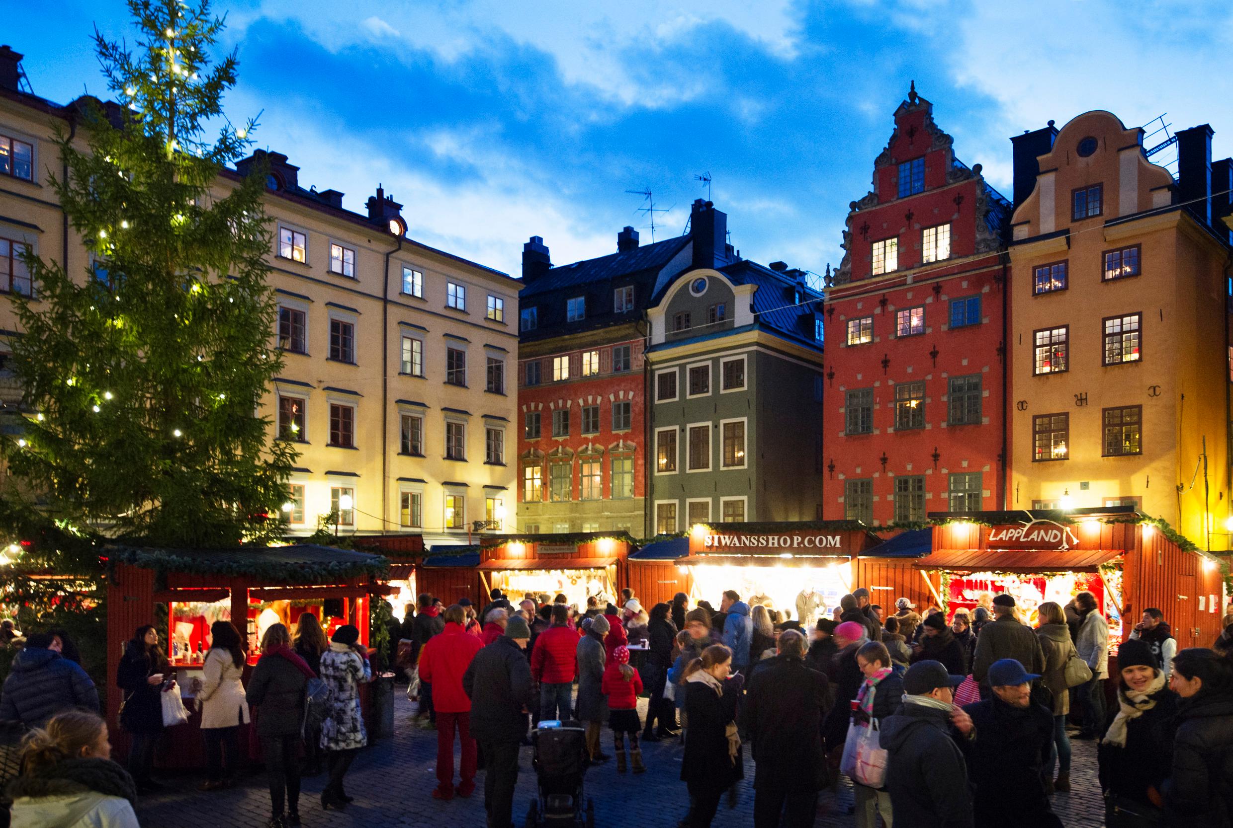 ChРождественский рынок в Старом Городе в Стокгольме
