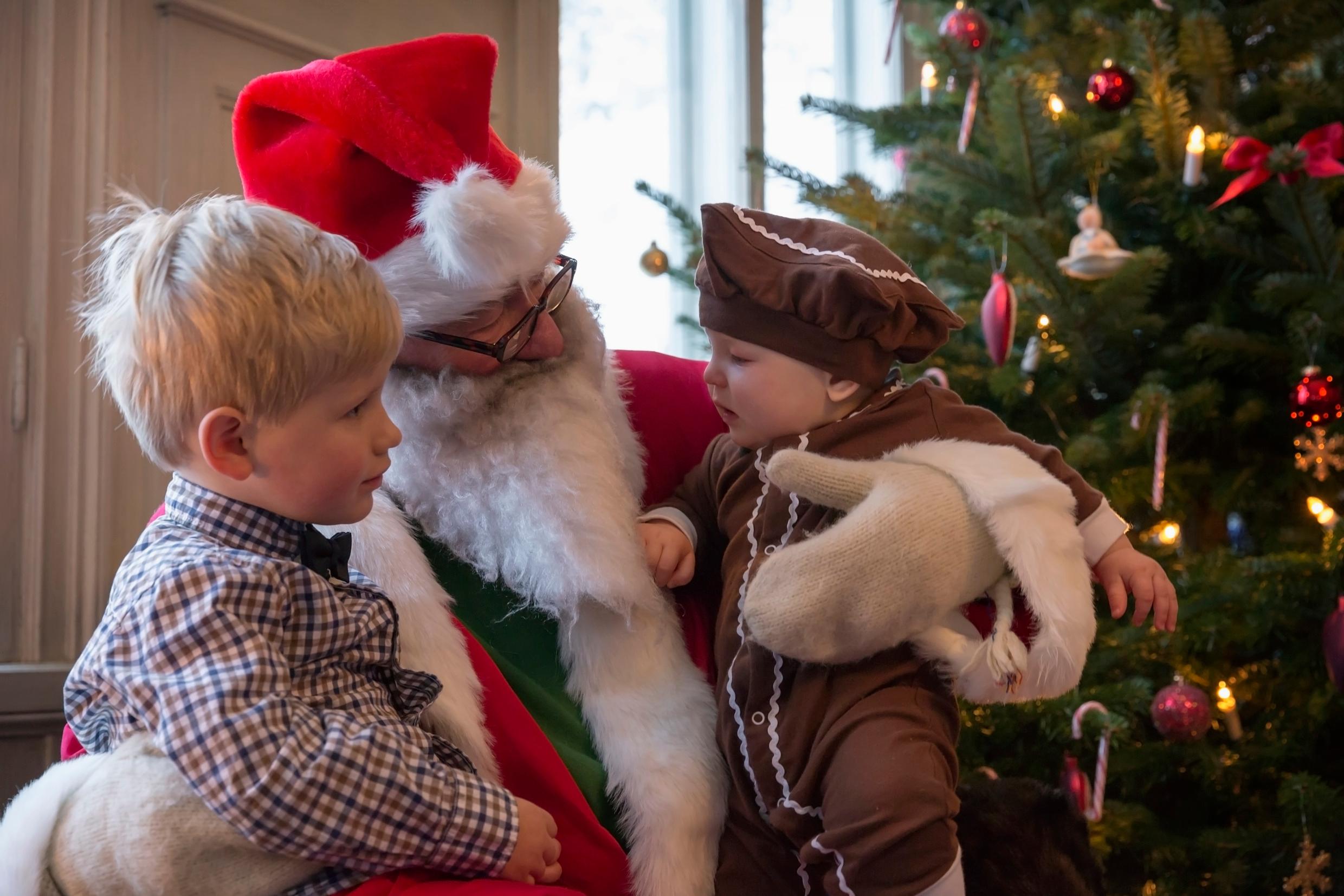 Рождество: Дед Мороз у ёлки с детьми